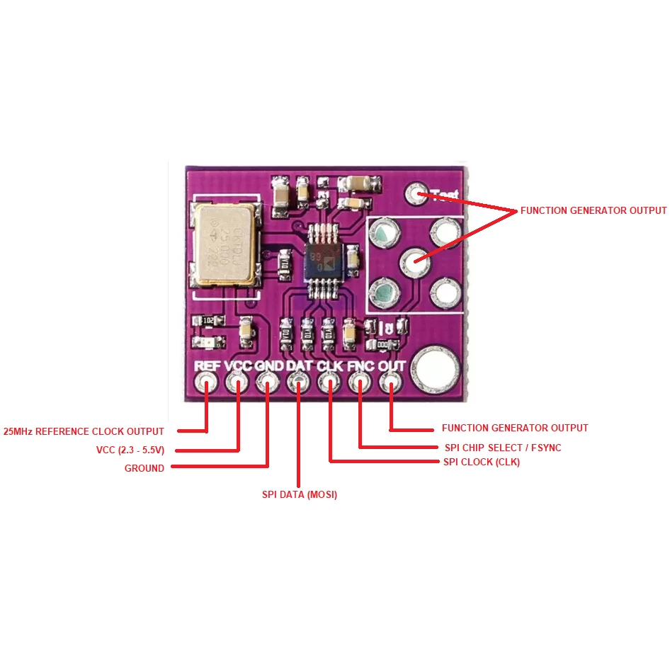 AD9833 FUNCTION GENERATOR PIN OUT
